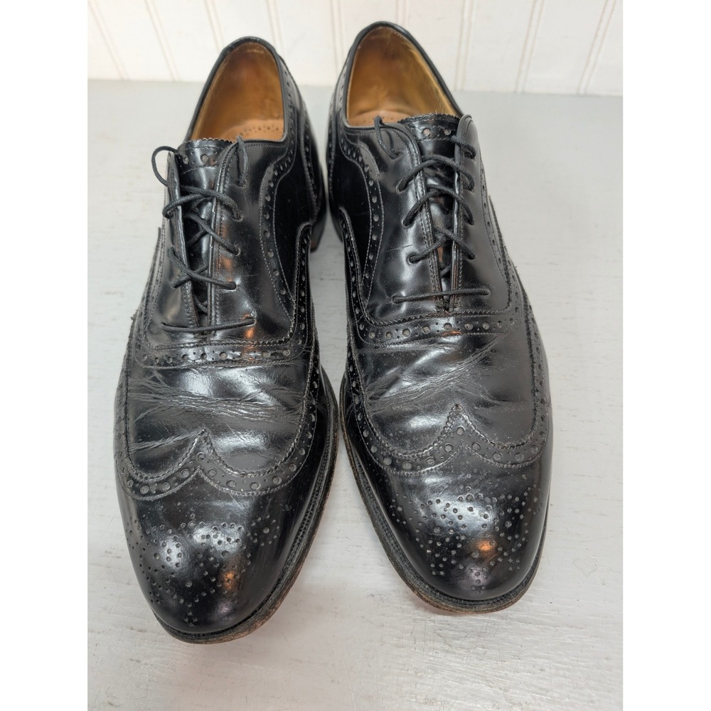 Johnston & Murphy Leather Wingtip Oxford Brogue Dress Shoes Men's 11.5 B Black